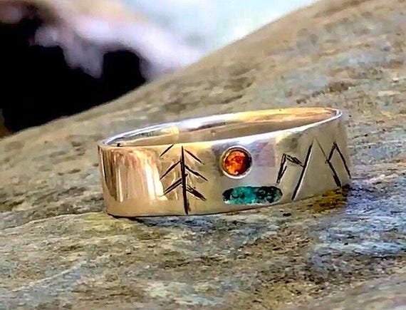 Silver Wedding Band, 4 element ring, Silver Mens Wedding, Men Silver Ring, Sterling Silver Ring, Silver Couple Ring, Silver Promise Ring