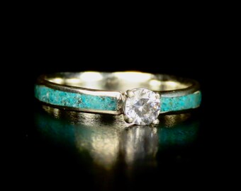 Turquoise Engagement Ring, Moissanite, Made in Canada, Engagement ring, Eco Ring Wood ring,  Mens wedding band, Mens Wedding Ring,