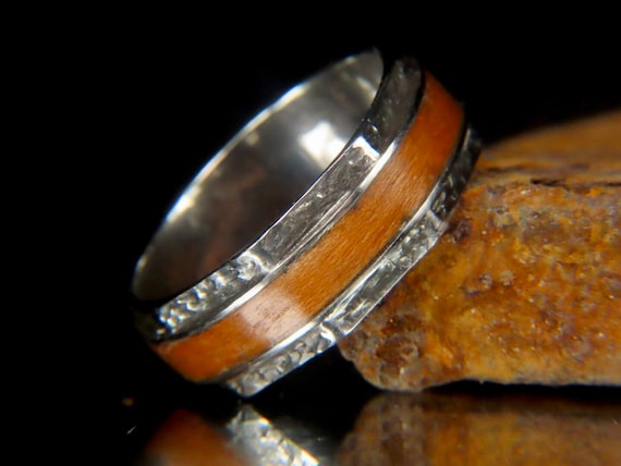 The Mecanician Metal & Wooden Ring, Mecanical Nuts Ring, Choice of Silver, Gold 14K or 18K Wedding Ring, Mens Wedding Bands, Promise RIng