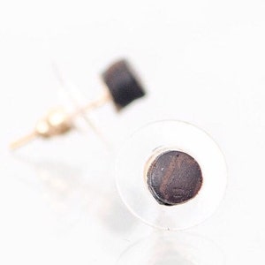 Recycled wood stud earrings. Wooden earring studs for men and women. Valentine&#39;s day gift idea. Handmade in Canada