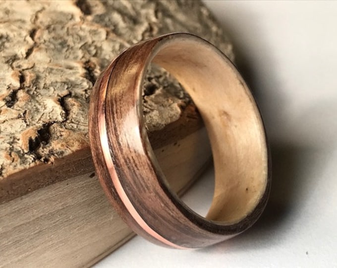 The Canada Maple Sugar Wood and American Walnut, Women's gold band rings, Wooden Yellow gold engagement rings Canada,Yellow gold wedding