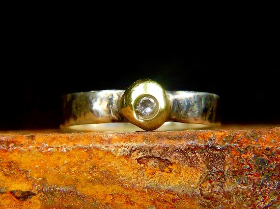 Moissanite Engagement Ring for Men, Gold Rush Ring, Lab Diamond Solitaire, Men's Moissanite Band, Gift for Him