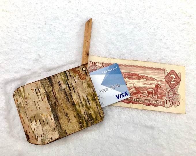 Wooden Wallet with Gold 14K Inlay, Handmade in Quebec, Abenaquis Wallet, White Birch, Card Holder