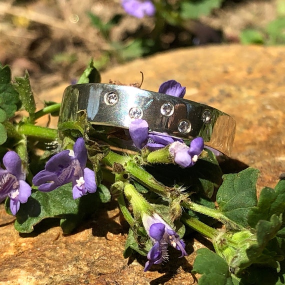 Women engagement ring, Cassiopeia constellation, Silver Bands for Men,  Silver Ring, Silver Inlay, Wooden Silver Band, Handmade  Silver band