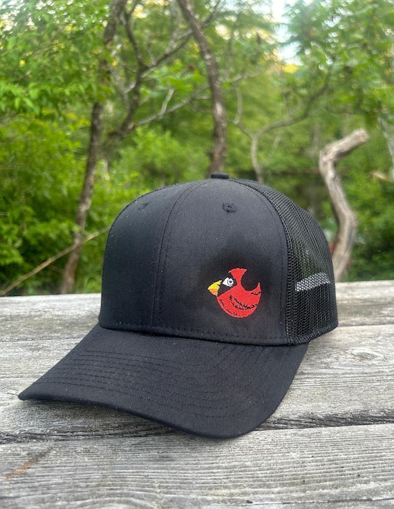 Mister Cardi Luxury Baseball Cap, Bird Logo Hat, Red Bird Logo, Cardinal Souvenir, Casquette,  Black Cap