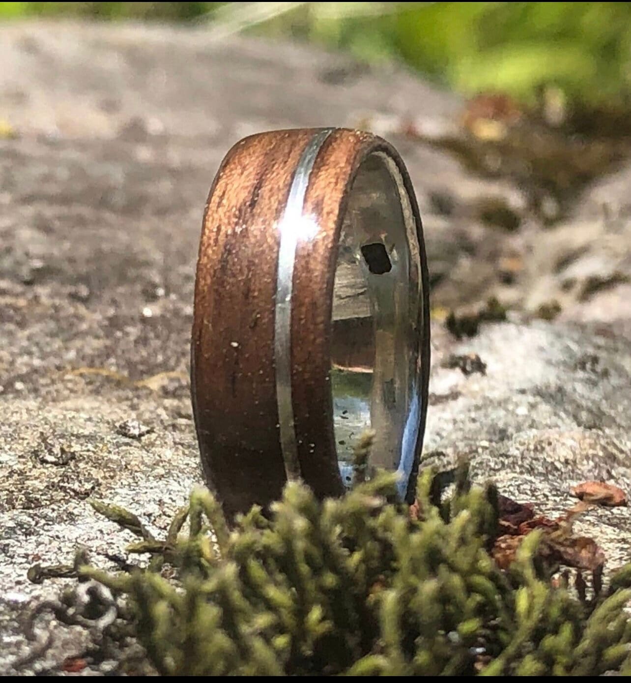 Walnut Weding Band Silver liner Engagement rings Engagement Ring Wedding Rings Mens ring Promise Ring Mens wedding band