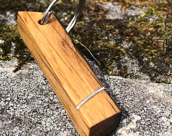 Authentic Whiskey Barrel Keychain, Silver Wire Key Holder, Men's Keychain, Unique Keychain Gift, Keychain for Him