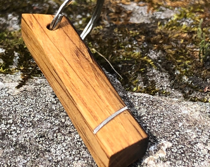 Authentic Whiskey Barrel Keychain, Silver Wire Key Holder, Men's Keychain, Unique Keychain Gift, Keychain for Him