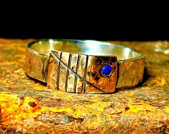 The Alcatraz Prisoner Silver Men Ring, Wood ring, Engagement ring, Silver engagement rings, Silver promise rings,