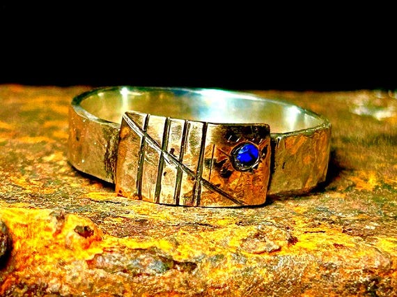 The Alcatraz Prisoner Silver Men Ring, Wood ring, Engagement ring, Silver engagement rings, Silver promise rings,