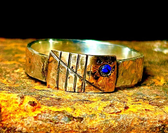The Alcatraz Prisoner Silver Men Ring, Wood ring, Engagement ring, Silver engagement rings, Silver promise rings,