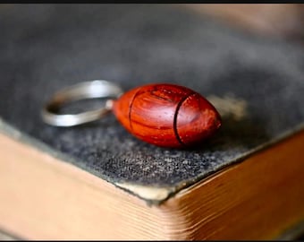 Wooden  Football Keychain, Padauk Red Wood, Handmade Key Holder, Wood Keyring, Gift for Him, Unique Keychain, Natural Wood Gift