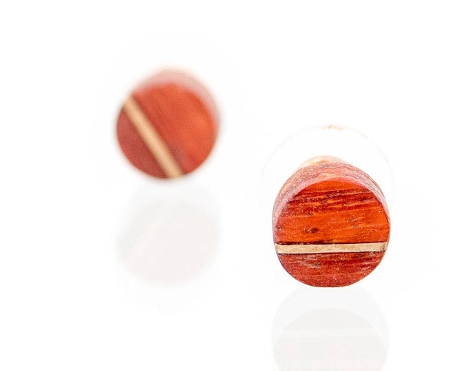 Gold & Padauk Wood Earrings for woman, Jewelry, Wooden Earrings, Natural Wooden Earrings, Wooden Earrings, Bridesmaid jewelry, Montréal