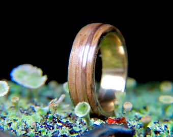 Bague de mariage en or 18k tonneau de whiskey, Chêne baril whisky, Baril de whisky chêne, Bague en baril de whisky, Bagues de fiançailles,