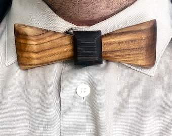 Olive and Wenge Wood Bow Tie