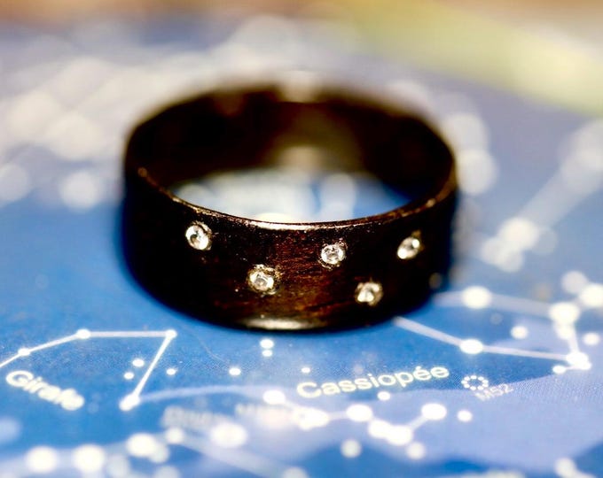 Cassiopeia Diamond Ring, 925 Silver Engagement Ring, Handmade Silver Band, Five Diamond Ring, Montreal Jewelry