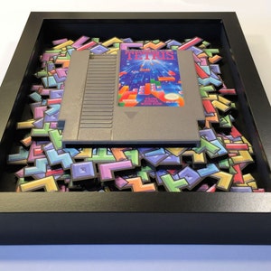 Tetris 3D Shadow Box with optional Replica Cartridge Holder in Ninendo / Arcade 8bit Style image 1