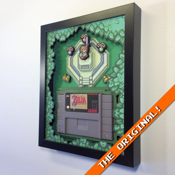 Zelda: A Link to the Past Cartridge Holder Shadow Box for SNES with optional Replica Cart