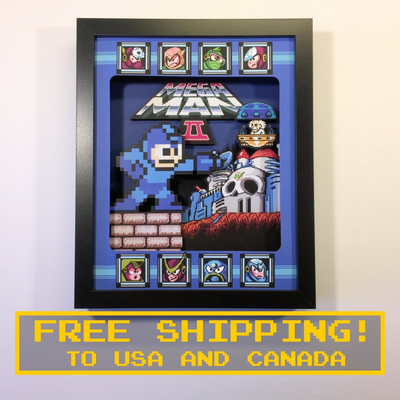 Mega Man 2 Shadow Box for Nintendo NES with layered 3D effect in the 8bit Style Hand made image 2