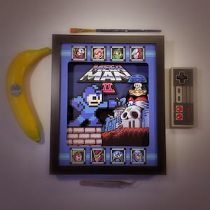 Mega Man 2 Shadow Box for Nintendo NES with layered 3D effect in the 8bit Style Hand made image 4