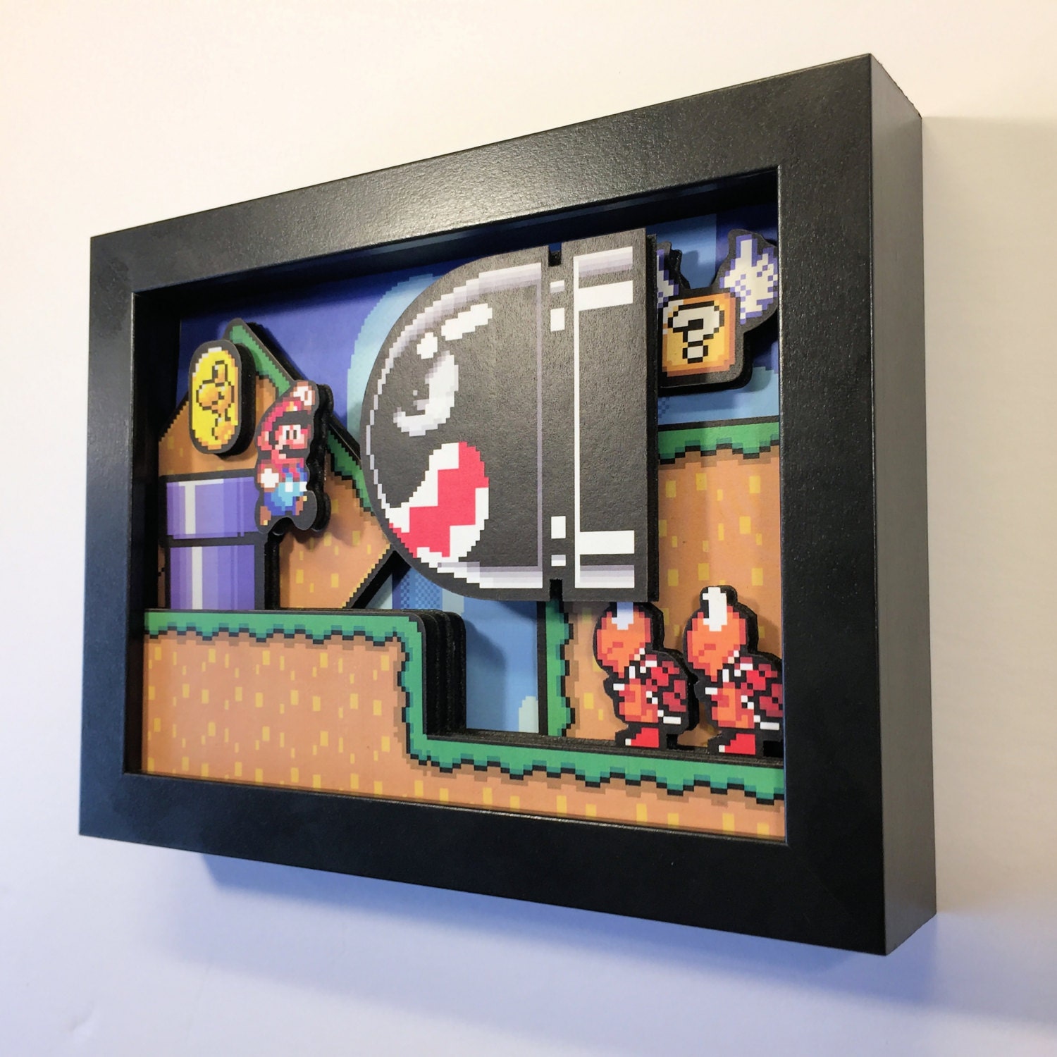Super Mario World Shadow Box 5x7 Super Mario World Shadow Box 5 X7