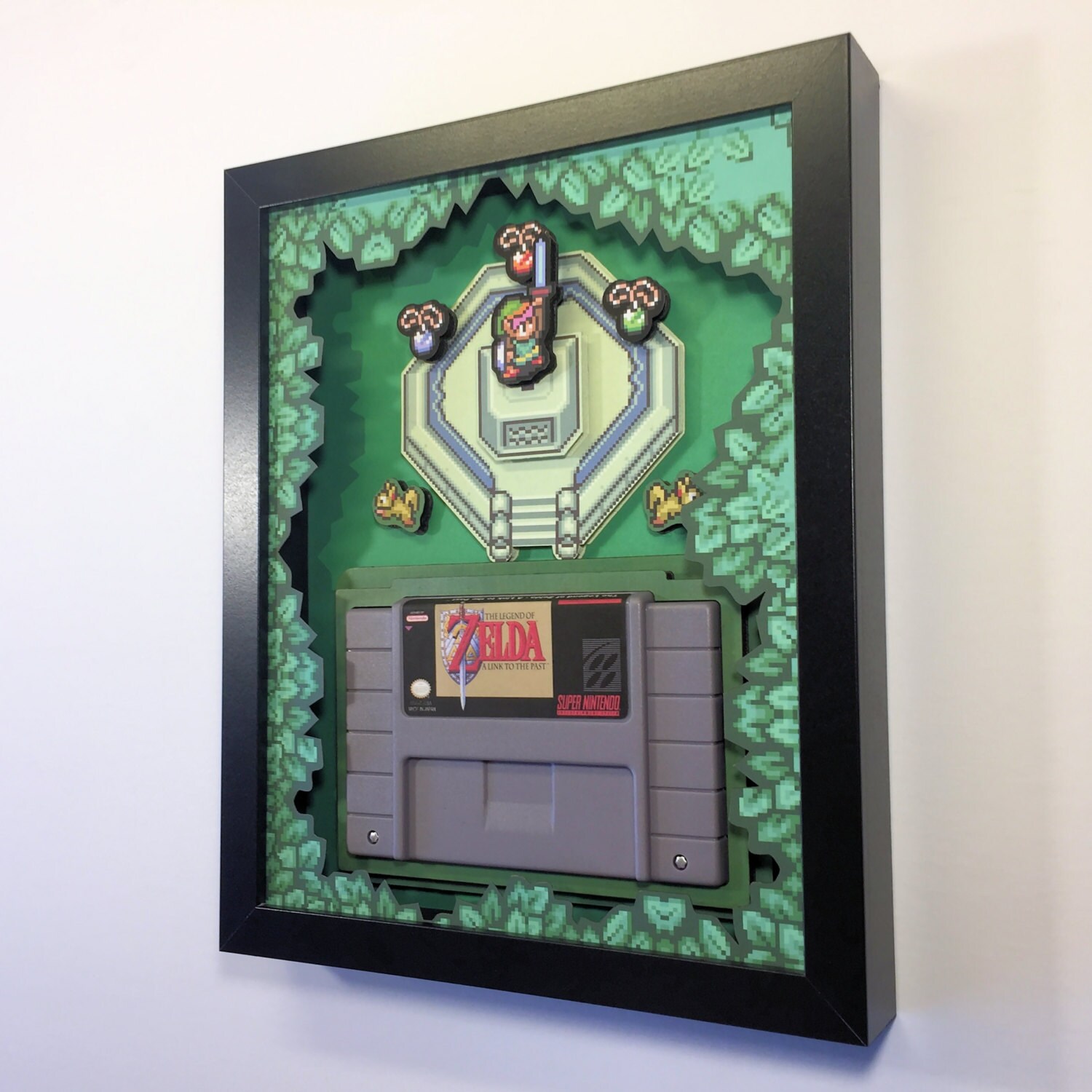 Zelda A Link To The Past Cartridge Holder Shadow Box For Snes With 1