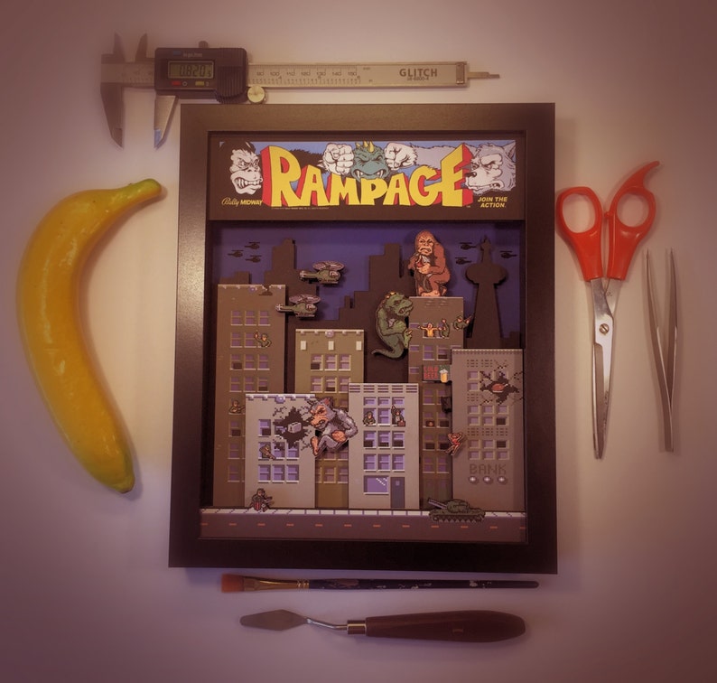 Rampage Arcade Game 3D Shadow Box image 4