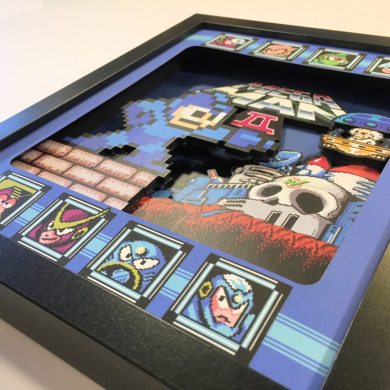 Mega Man 2 Shadow Box for Nintendo NES with layered 3D effect in the 8bit Style Hand made image 3