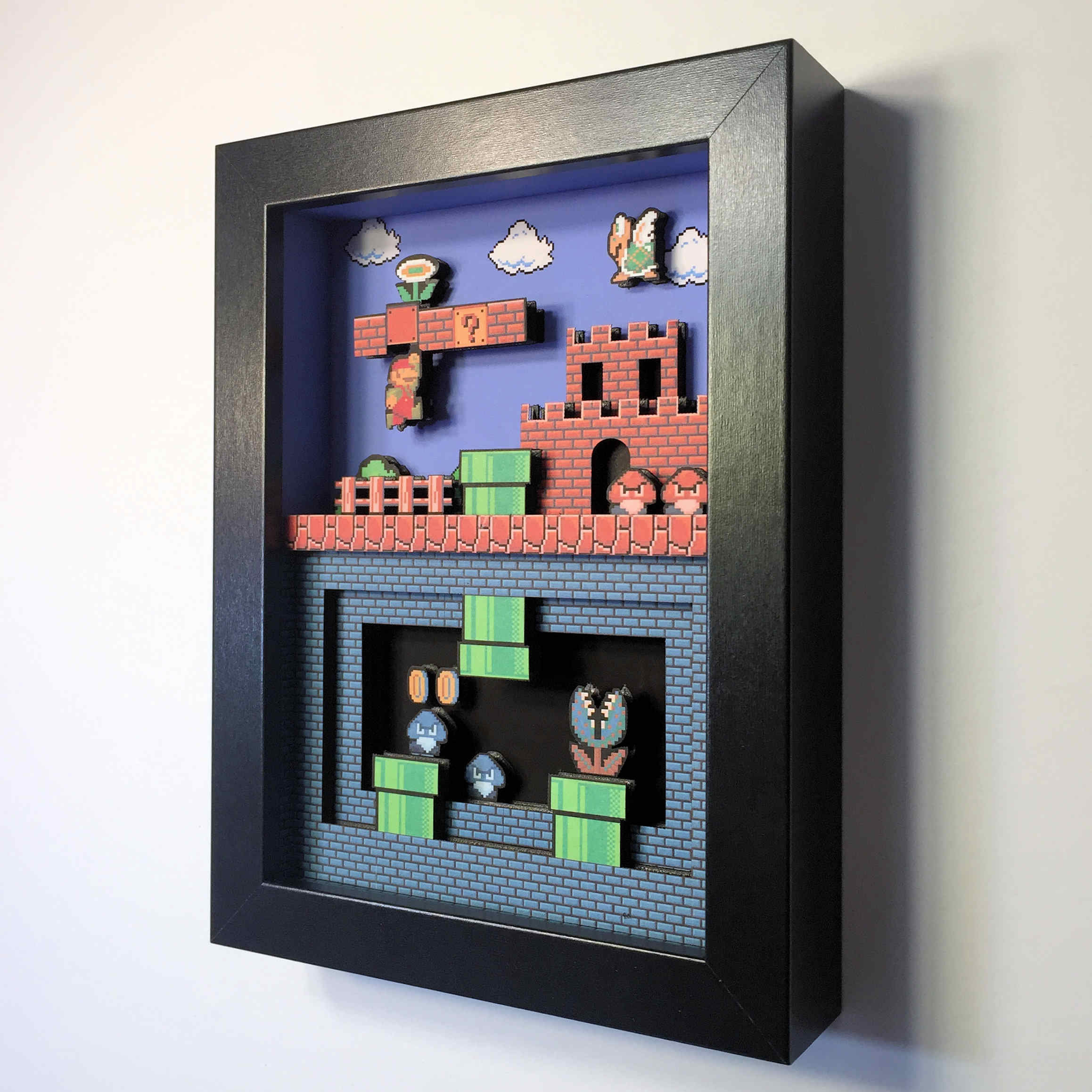 Super Mario Bros 3 Nintendo NES 3D Cube Handmade Diorama Shadowbox