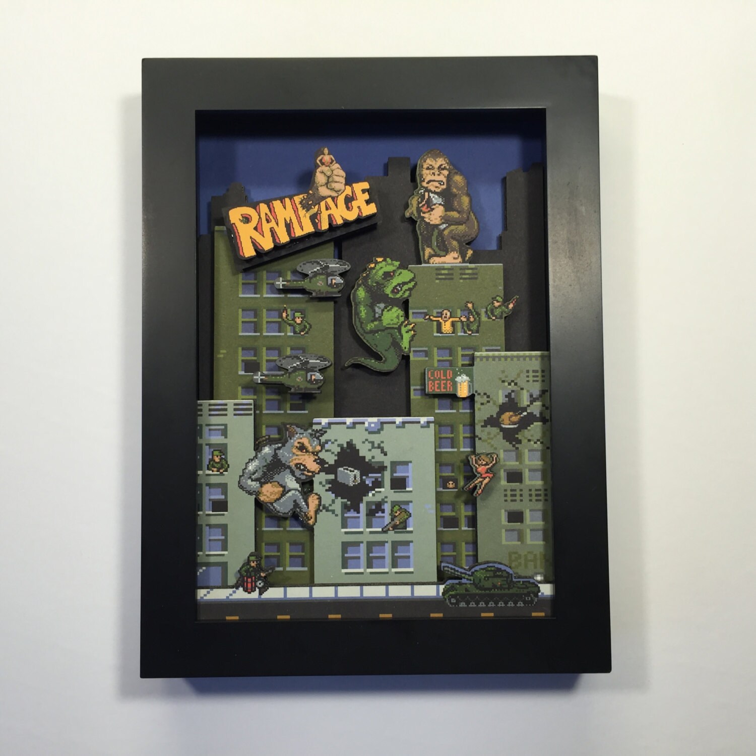 Rampage Arcade Game 3D Shadow Box 5x7 Mini Edition Etsy