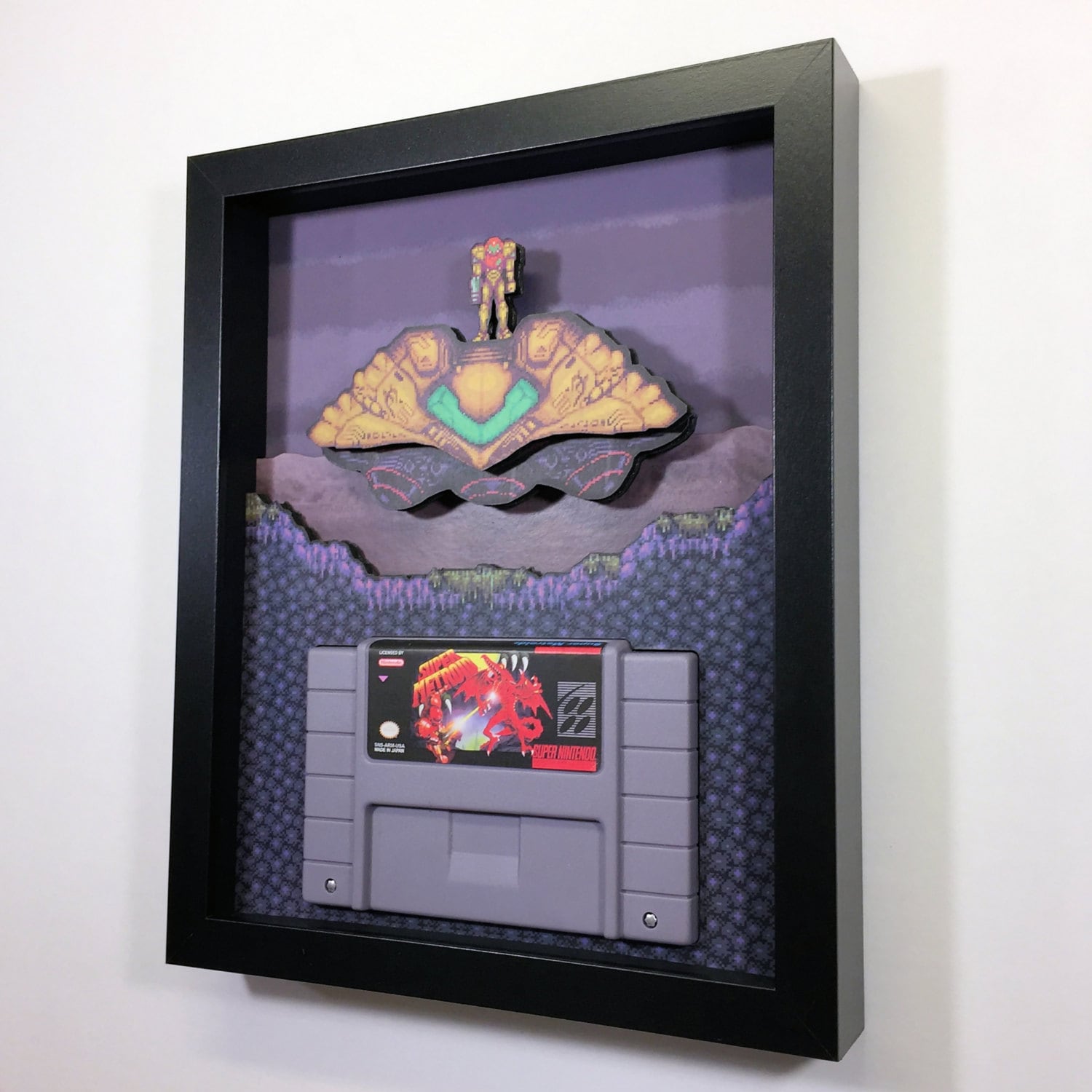 Super Metroid Cartridge Holder 8"x10" Shadowbox Super Ninte…