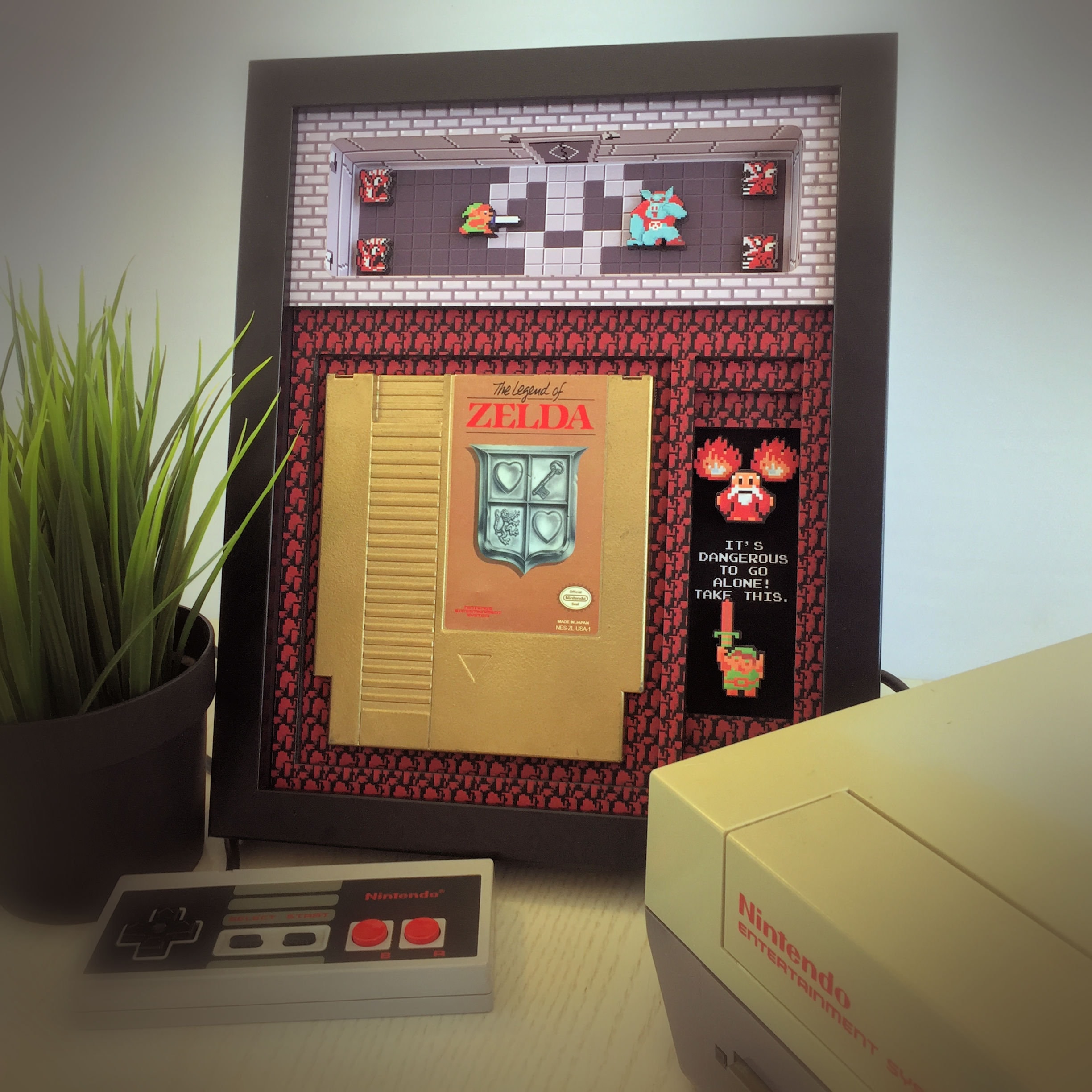 Legend of Zelda Cartridge Holder Shadow Box for NES with optional Replica Cart Nintendo by