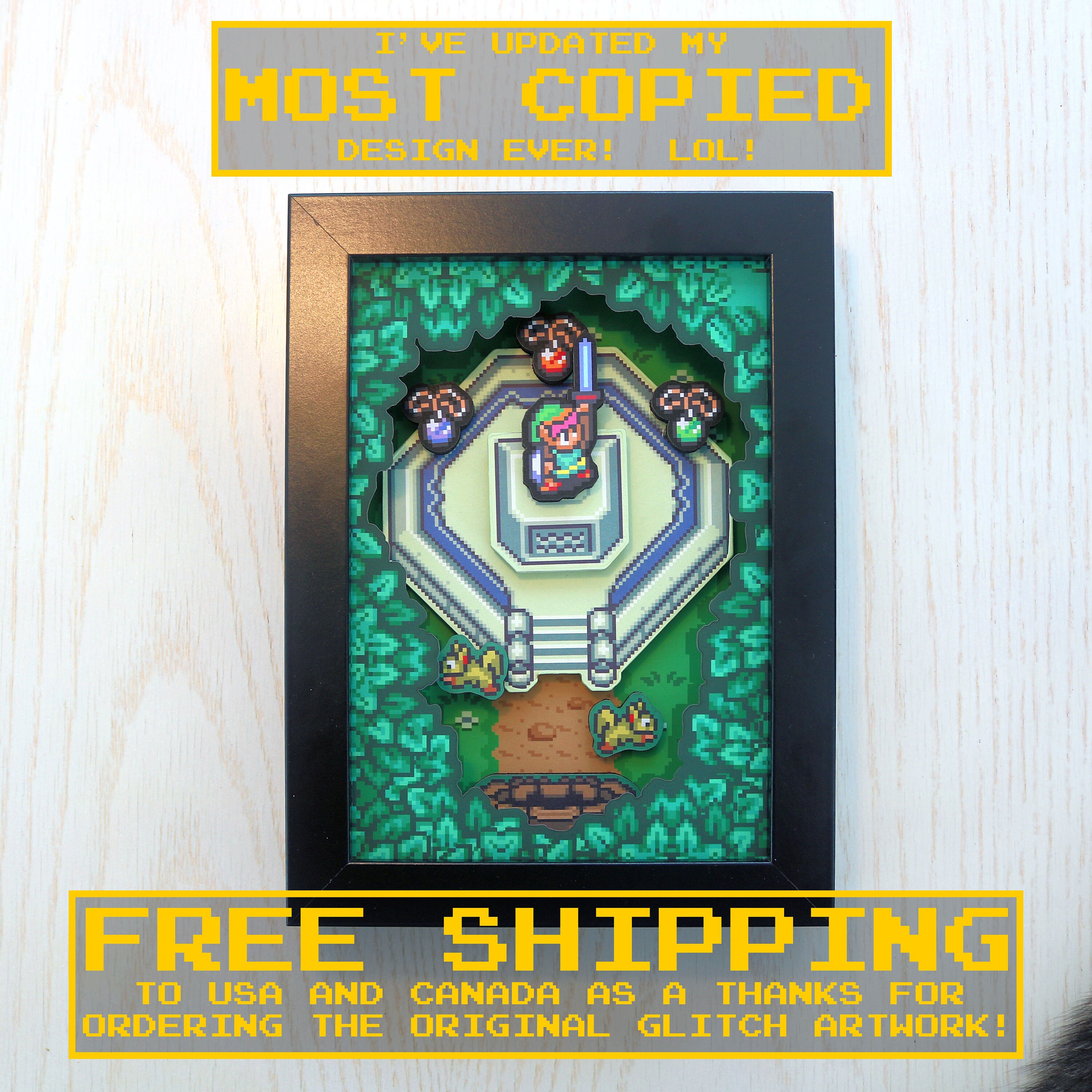 Zelda 3D Shadow Box with Master Sword from Legend of Zelda A Link to