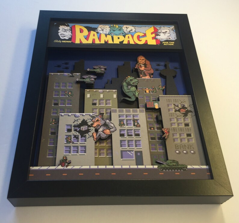 Rampage Arcade Game 3D Shadow Box - Etsy Rampage Arcade Game 3D Shadow Box - Etsy