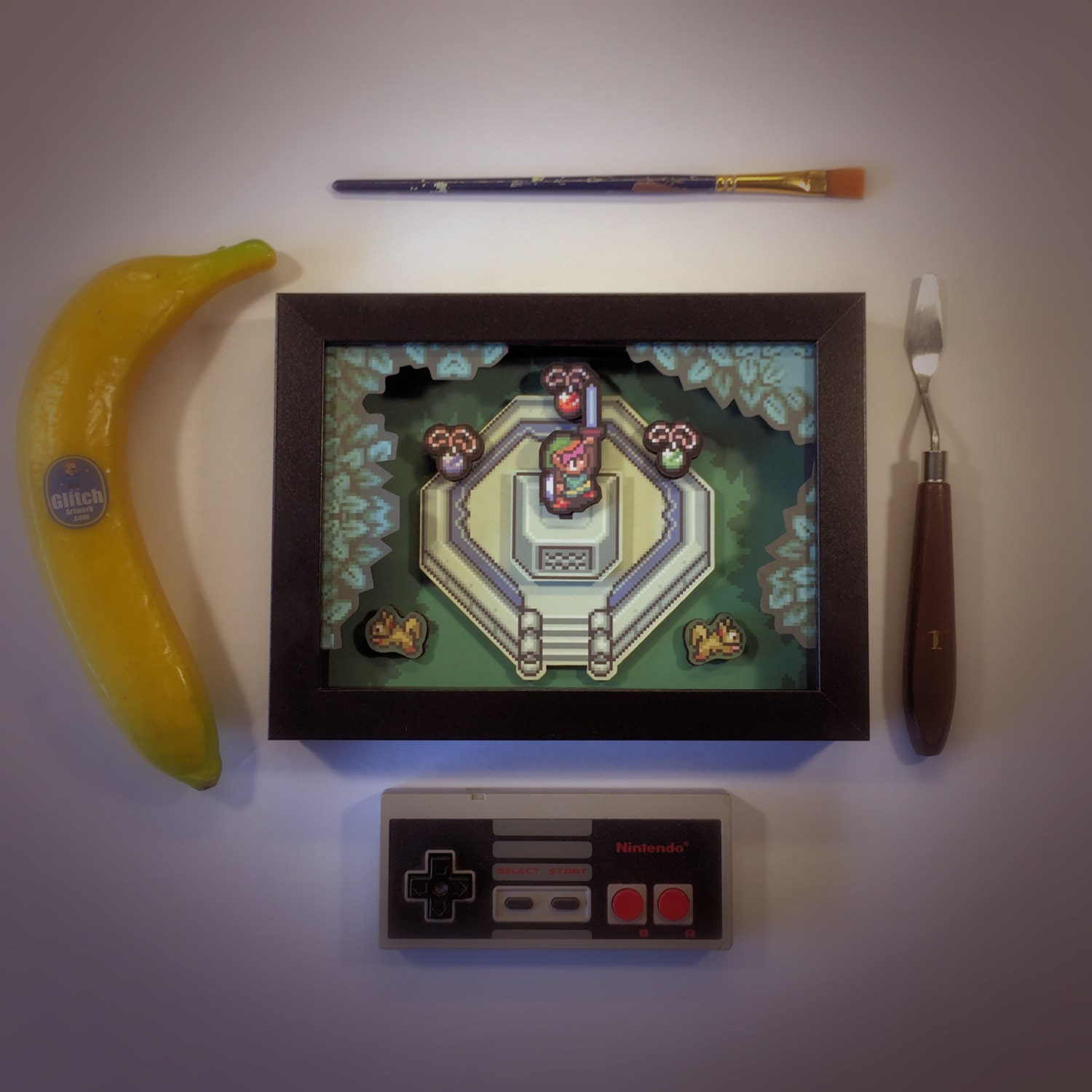 Zelda 3D Shadow Box with Master Sword from Legend of Zelda A Link to