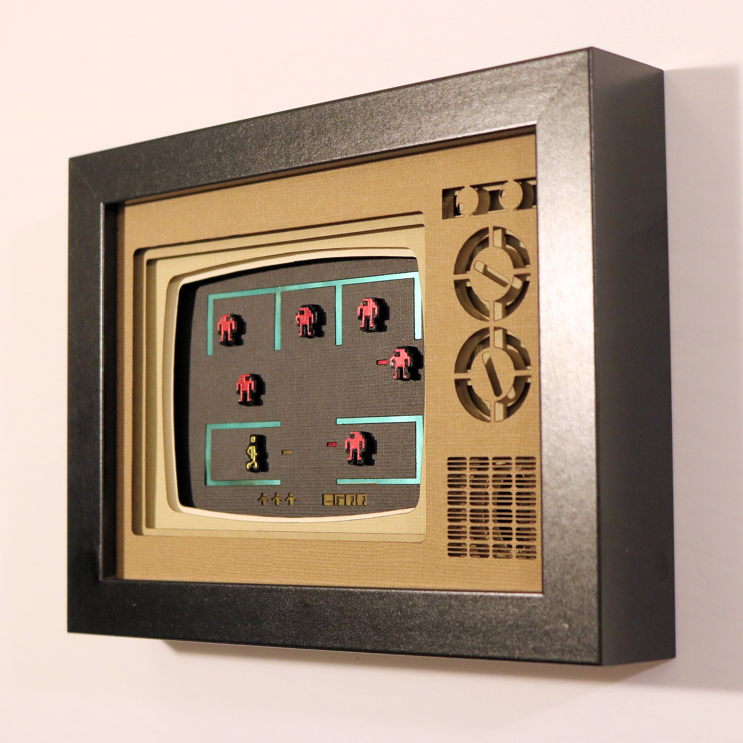 Berzerk Papercraft Shadowbox 5x7 Classic Retrogaming Art Atari