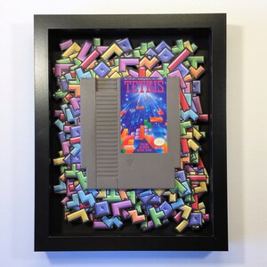 Tetris 3D Shadow Box with optional Replica Cartridge Holder in Ninendo / Arcade 8bit Style image 2