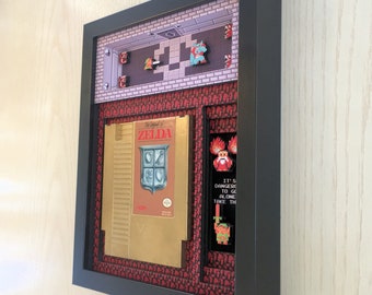 Legend of Zelda Cartridge Holder Shadow Box for NES with optional Replica Cart Nintendo by Glitch Artwork