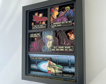 Zero Wing All Your Base Are Belong To Us Shadowbox 8x10 Classic Retrogaming Art Shadow Box Diorama by Glitch Artwork