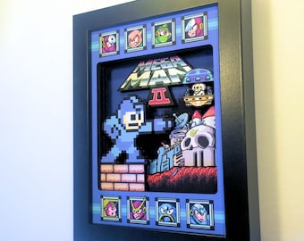 Mega Man 2 Shadow Box for Nintendo (NES) with layered 3D effect in the 8bit Style (Hand made) Mini