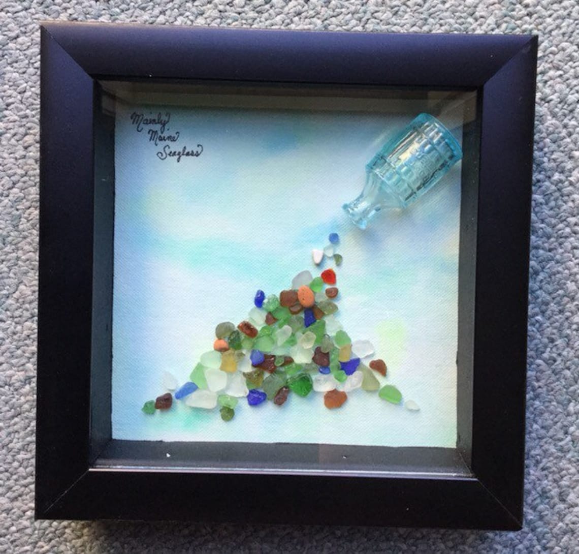 Treasures Framed Sea Glass Art Nautical Home Décor Etsy