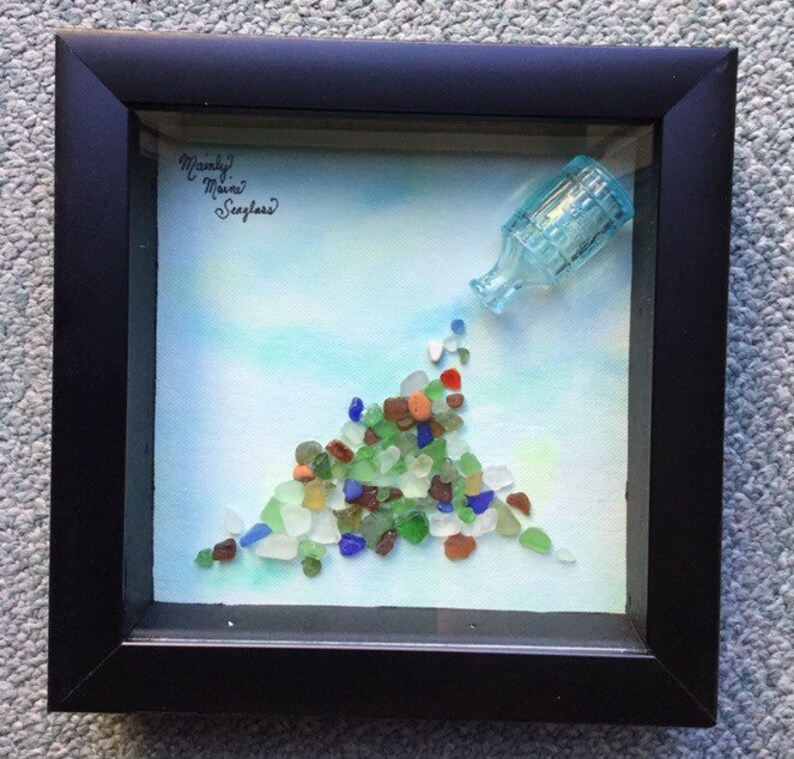 Treasures Framed Sea Glass Art Nautical Home Décor Etsy