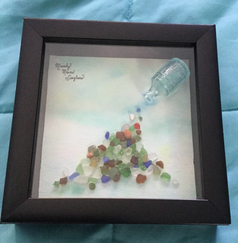 Treasures Framed Sea Glass Art Nautical Home Décor | Etsy