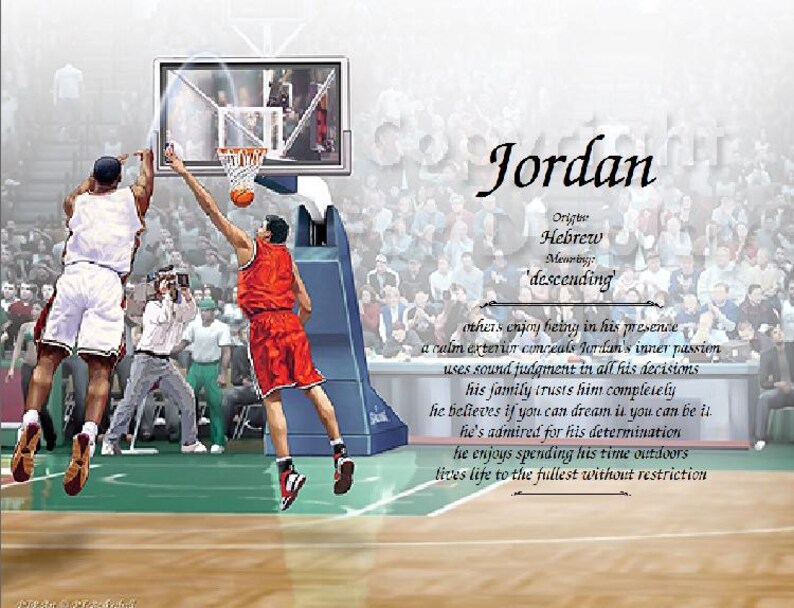 Basketball Personalized Name Meaning Print Etsy