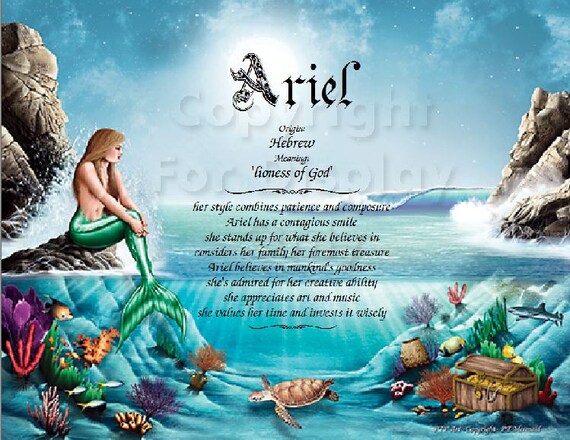 Mermaid Personalized Name Meaning Print Etsy