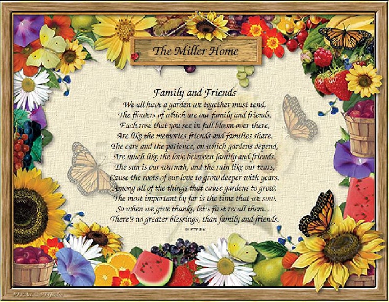 Poème personnalisé imprimé de jardin avec famille et amis - Etsy France