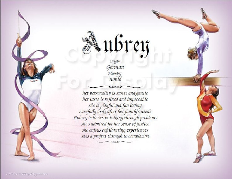 Girls Gymnastics Personalized Name Meaning Print Etsy