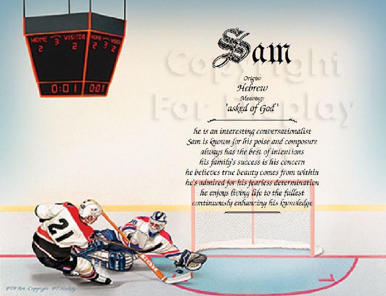 Ice Hockey Name Meaning Print Etsy