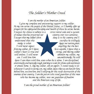 Blue Star Flag Print With the Soldier's Mother Creed - Etsy