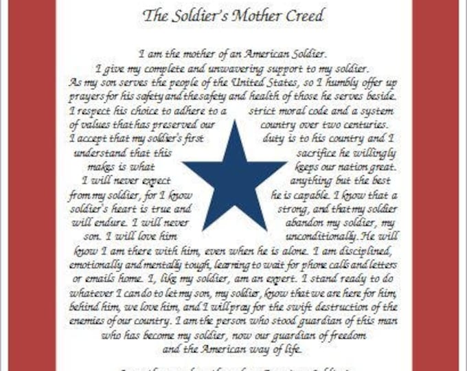 Blue Star Flag Print With the Soldier's Mother Creed - Etsy